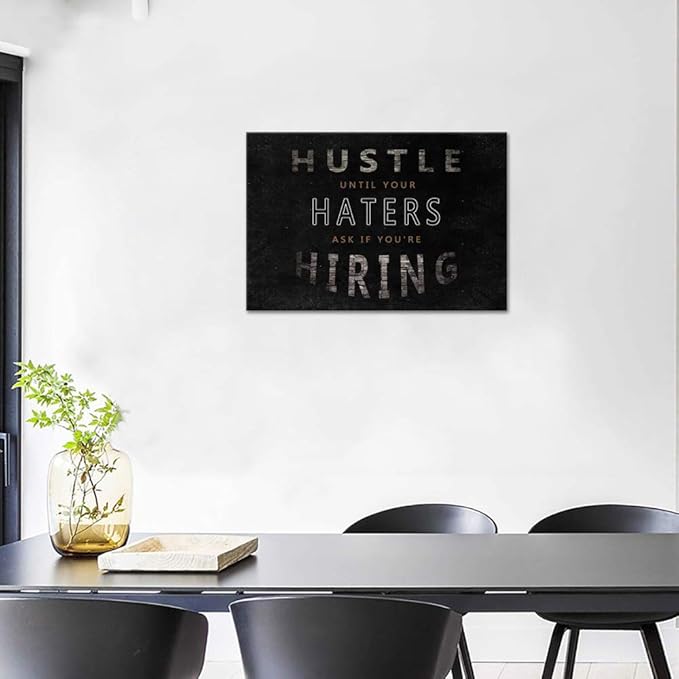 Yatsen Bridge Modern Inspirational Quote Posters for Office Classroom Decor Hustle Entrepreneur Motivational Artwork Inspiring Postive Painting Artwork Stretched Ready to Hang - 24''H x 36''W