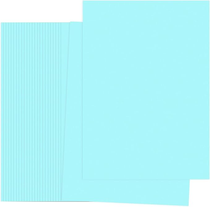 PATIKIL Light Blue Colored Copy Paper, 50 Sheets 8.3x5.9" A5 19lb/70gsm Double Sided Colorful Print Paper Bulk Sheet DIY Craft Art Projects Supplies for Printer Origami