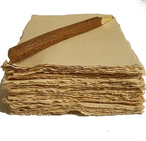 Deckle Papers Handmade Deckle Edge Scrapbooking Paper, Home Decoration, Invitations, Crafts -Thick 150 GSM Size-A6 Pack of-50-Brown