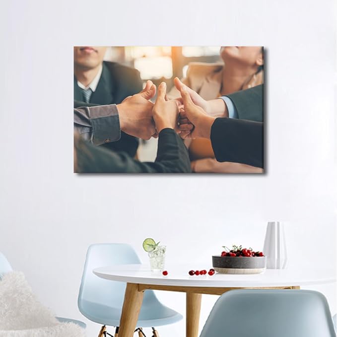 TUMOVO Wall Art For Office Multiethnic People Group Working Togetherness Pictures 1 Panel Inspirational Wall Art Positive Modern Decor Poster Canvas Print (16" Wx24 H)