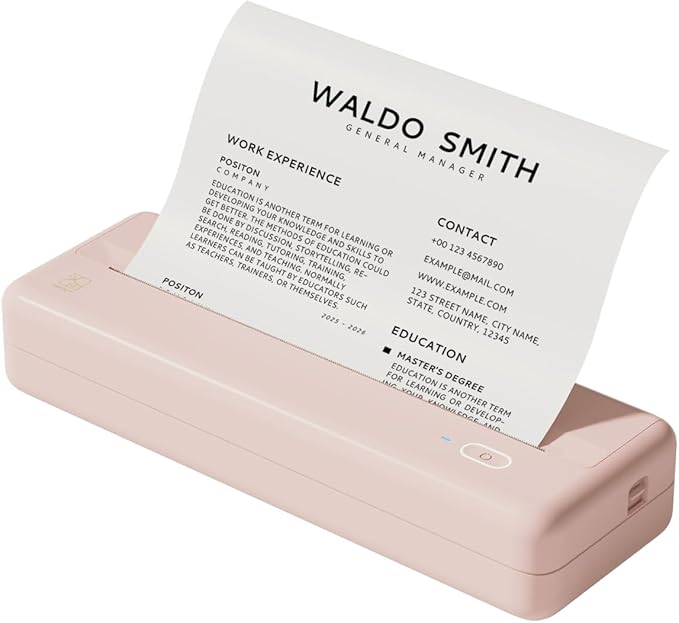 HPRT Wireless Portable Printer - Bluetooth Thermal Printer for Travel, Mobile Office, School, Home Compatible with iOS Android (Renewed) (Pink)