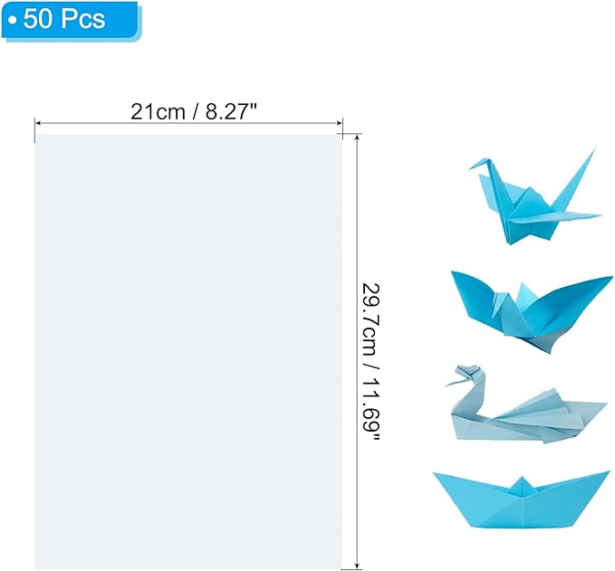 PATIKIL White Colored Copy Paper, 50 Sheets 11.7x8.3" A4 19lb/70gsm Double Sided Colorful Print Paper Bulk Sheet DIY Craft Art Projects Supplies for Printer Origami