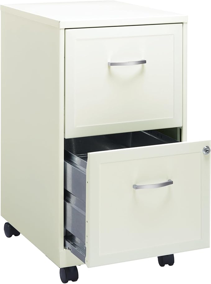 Realspace 18"D SOHO Vertical Letter-Size Mobile File Cabinet, 2 Drawers, Pearl White