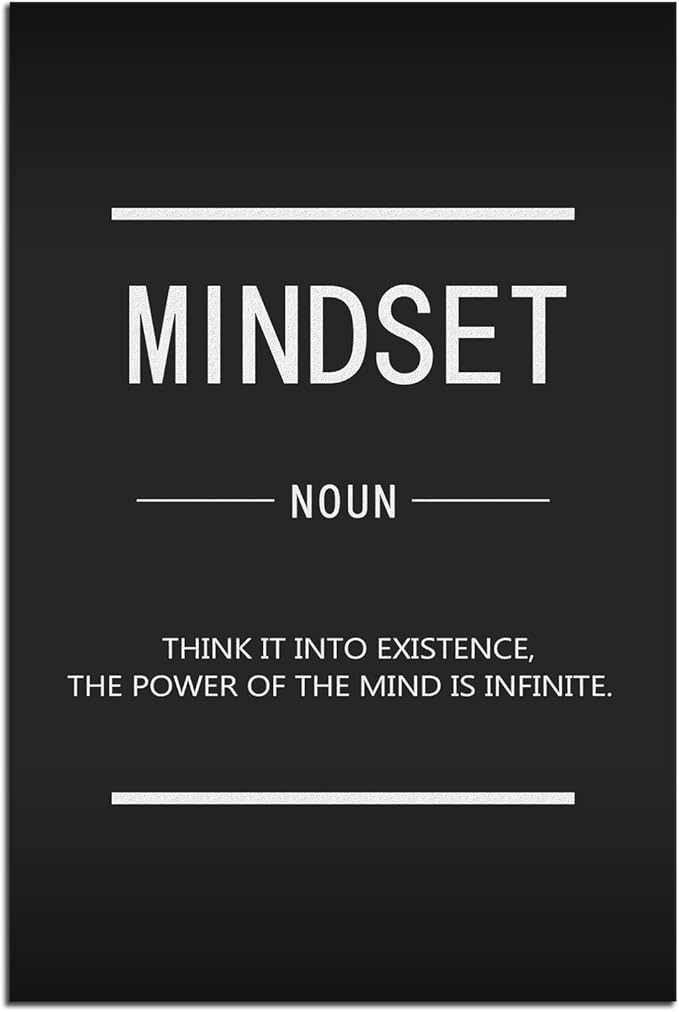 Mindset Noun Inspirational Canvas Wall Art Painting Poster Inspiring Entrepreneur Quote Print Artwork Office Decoration Home Wall Decoration Frame Ready to Hang[24''W x 36''H]