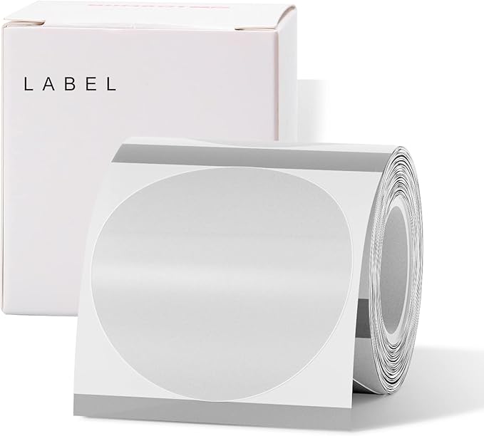 NIIMBOT Label Maker, B3S Thermal Label Printer, 3Inch Portable Label Makers with 70x40mm White and 50x50mm Round Clear Label, Barcode Label Printer for Small Business, Office, Home, Mailing