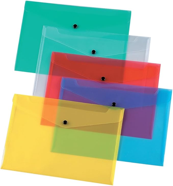 Q-Connect A4 Document Folder Plastic Clear Popper KF01244Q - Pack of 12