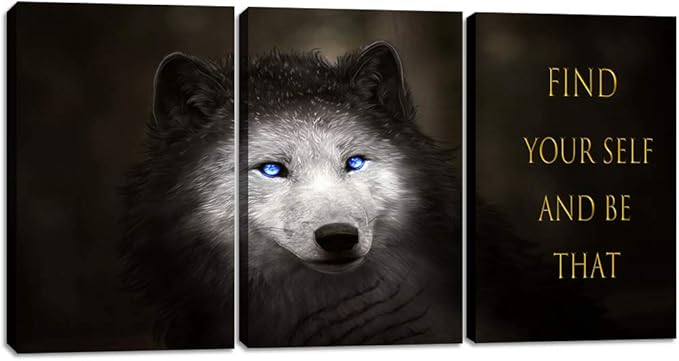 Yetaryy Wolf Canvas Quotes Wall Art Inspirational Entrepreneur Motivational Attitude Posters and Prints Inspirational Home Decor Decals Wall Painting Morden Animal Poster Wall Decor - 72" W x 36" H