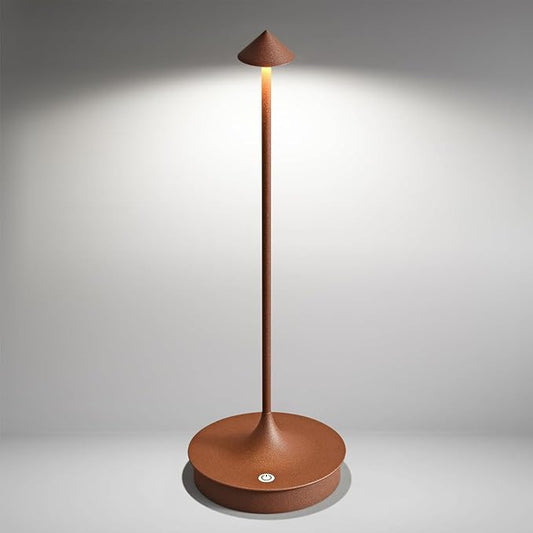 Cordless Table Lamp Rechargeable LED Battery Operated 4000mAh Table Lamp Touch Dimmable Lamp Outdoor Waterproof Portable Wireless Table Light for Dining Restaurant Bar Indoor/Outdoor Use (Brown-1PC)