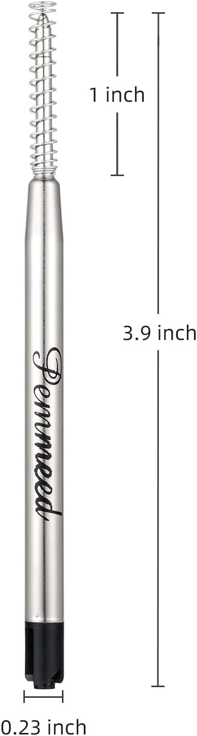 Ballpoint Pen Refills with Spring for Penneed B5/B6/B8 Pen, Parker Waterman Compatible Ballpoint Pen Refills Twist Action Medium Point 1.0mm Pack of 10(Black Ink)