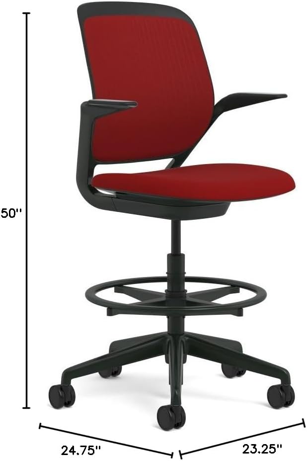 Steelcase Cobi Fabric Stool, Scarlet