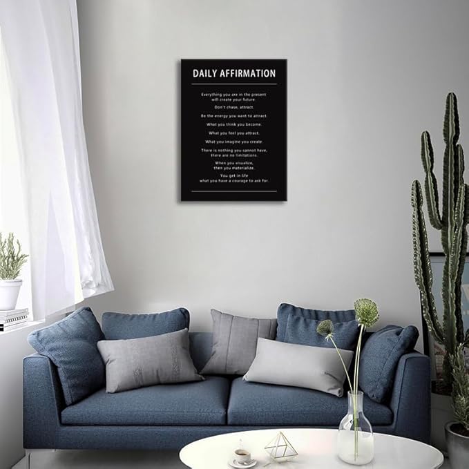 Daily Affirmation Office Decor Motivational Canvas Wall Art Inspirational Entrepreneur Quotes Poster Print Artwork Painting Wall Picture Home Living Room Gym Framed Ready to Hang[18''W x 24''H]