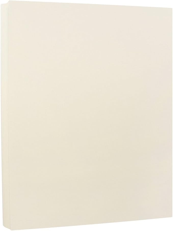 JAM PAPER Strathmore 80lb Cardstock - 8.5 x 11 Coverstock - 216 gsm - Ivory Wove - 25% cotton - 50 Sheets/Pack