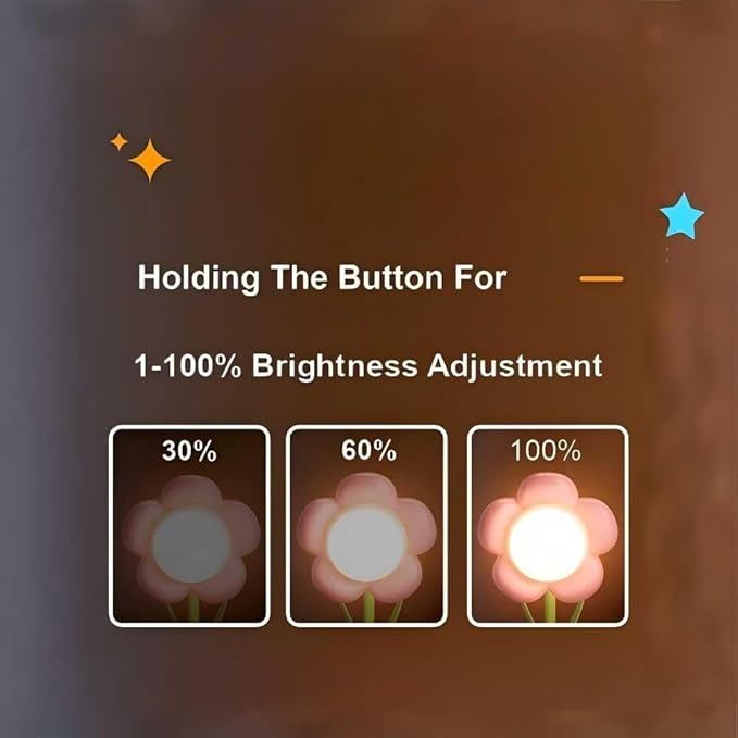 Rechargeable Flower Desk Lamp Infinite Dimming Trichromatic Temperature Adjustable Brightness Memory LED Light for Bedroom Study Office (Orange,Sunflower)