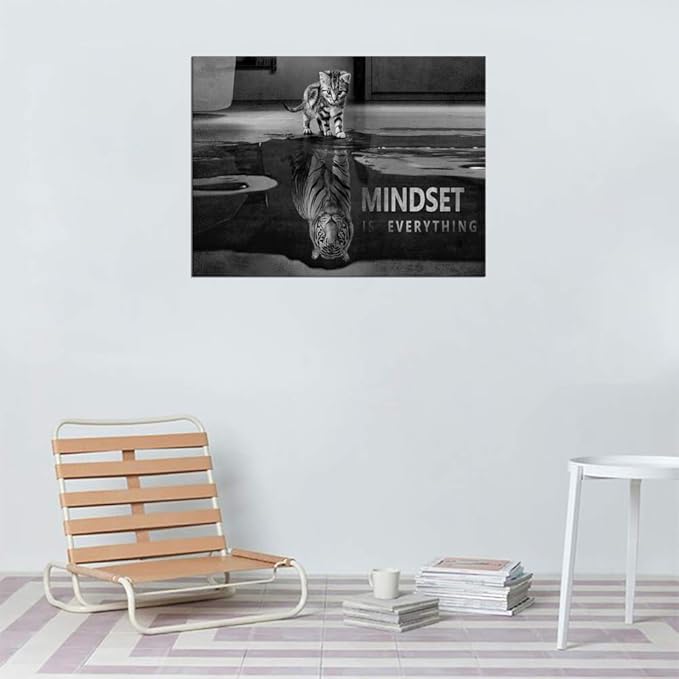 Yatsen Bridge Mindset is Everything Wall Art Inspirational Quotes Office Wall Decor Motivational Posters Entrepreneur Canvas Art Picture Ready to Hang for Living Room Decor - 18''Hx24''W