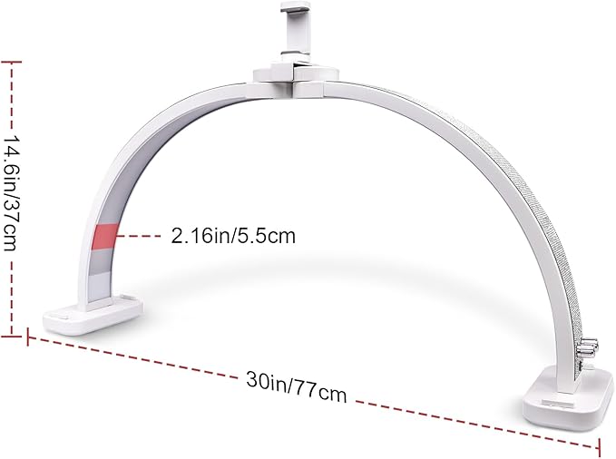 BZJ 30-Inch Half Moon Nail Light for Desk Foldable Nail Art Table Lamp with Stepless Dimming Brightness and Color Temperature for Beauty Eyelash Extensions Tattoo Crafts Spa Salon Nail Tech