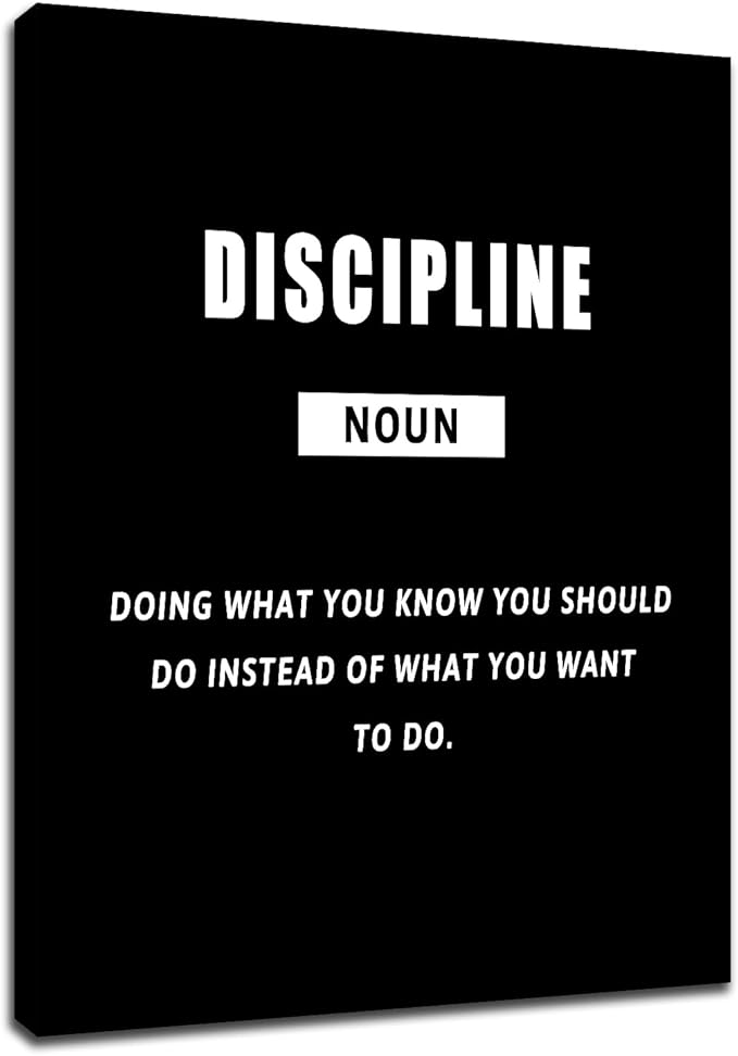 PSYYSP Inspirational Canvas Wall Art Motivational Discipline Painting Poster Entrepreneur Quotes Picture Print Artwork for Office Living Room Gym Wall Decoration Framed Ready to Hang [18''Wx24''H]
