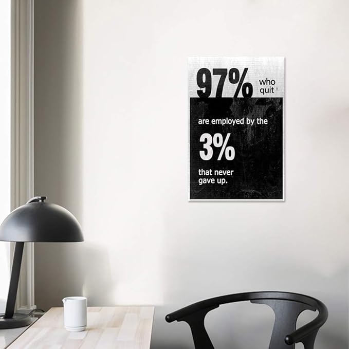 Yatsen Bridge Office Inspirational Wall Art Black Motivational Quote Posters 97% Who Quit are Employed by The 3% That Never Gave up Positive Motto Canvas Painting for Home Decoration - 12''Wx16''H