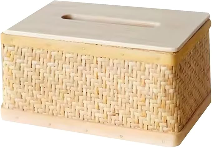 Stylish Tissue Box Rattan Tissue Box Fashion Tissue Organizer and Woven Tissue Box for Bathroom Vanity Desks Offices Bedroom Home Table Modern Tissue Box (Color : Beige, Size : B) (Beige Multi)