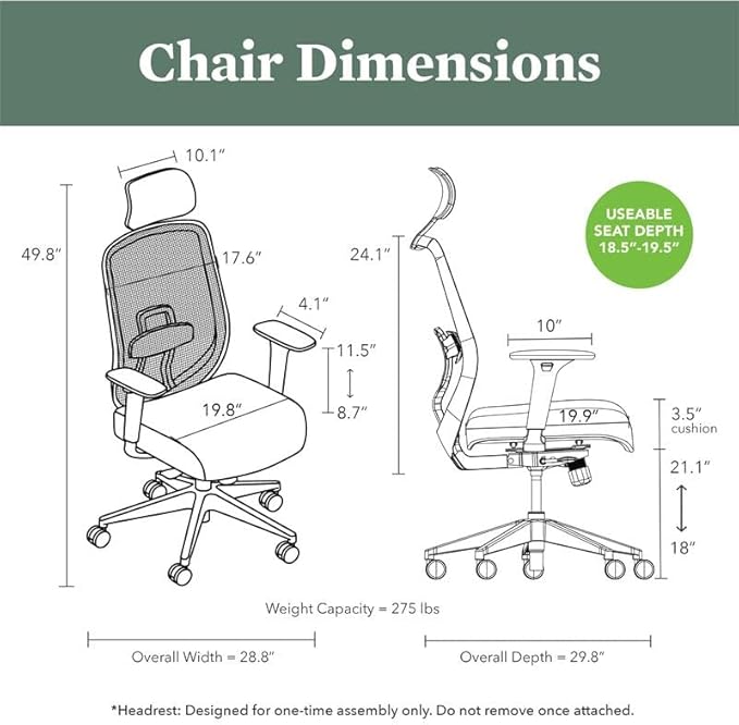 HON Altern Ergonomic Office Chair with Headrest, Arms, Wheels, Foam Cushion Seat, Mid Back Home Office Desk Chair Comfy, Gaming Chair, Height Adjustable Arms, Synchro-Tilt, Black Frame, Bark