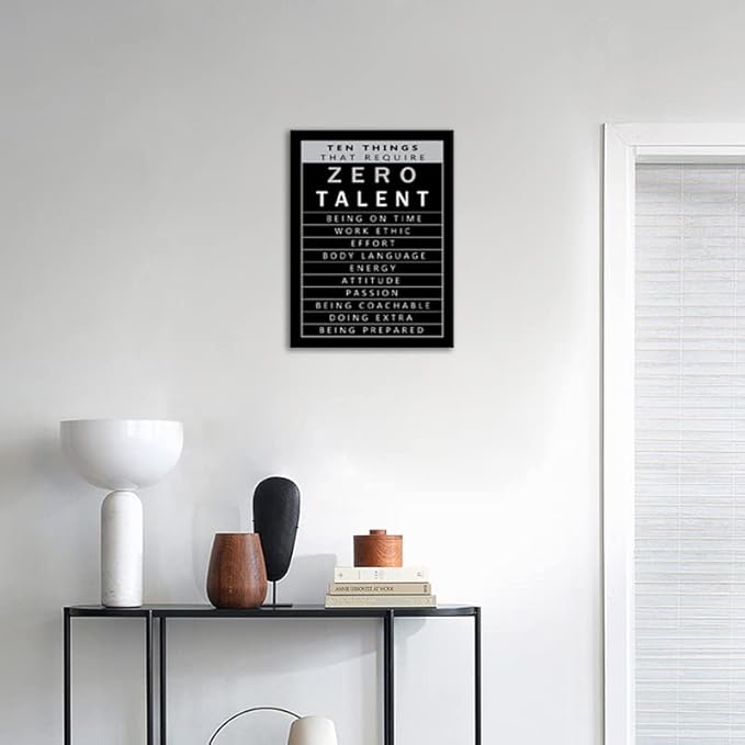 WYJZDZQ8 Inspirational Canvas Wall Art Motivational Painting Positive Entrepreneur Quotes Poster Ten Things That Require Zero Talent Print Home Office Wall Decor Artwork Ready to Hang[18" W x 24" H]