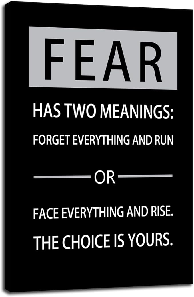 Fear Has Two Meanings Motivational Wall Art Printed Pictures Canvas Inspirational Entrepreneur Quotes Pictures Posters Home Decor Painting Frame for Living Room Office Ready to Hang [12''W x 18''H]