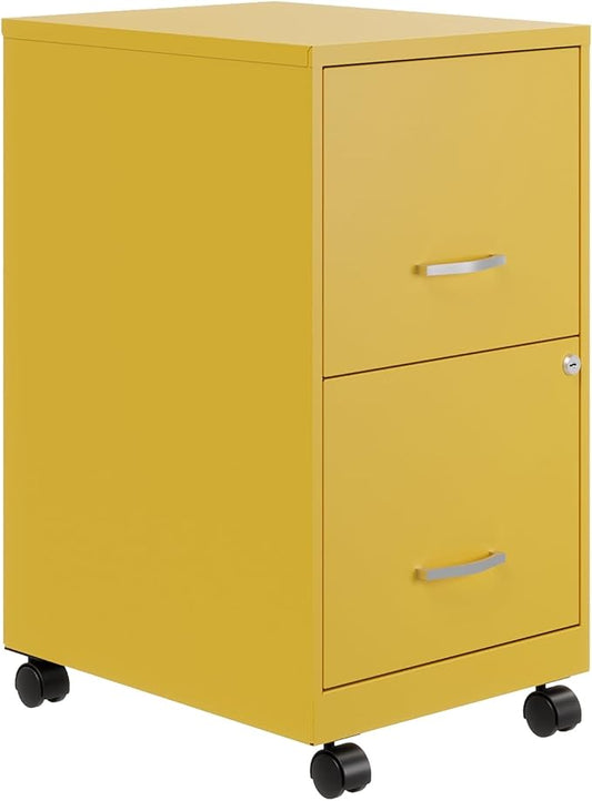 Hirsh Industries Space Solutions 18" D 2Drawer Mobile Metal Vertical File Cabinet Yellow/Goldfinch