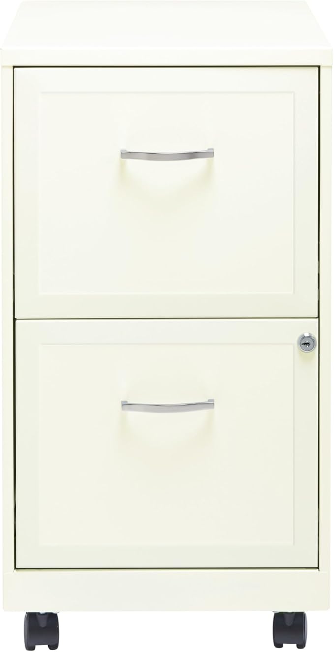 Realspace 18"D SOHO Vertical Letter-Size Mobile File Cabinet, 2 Drawers, Pearl White
