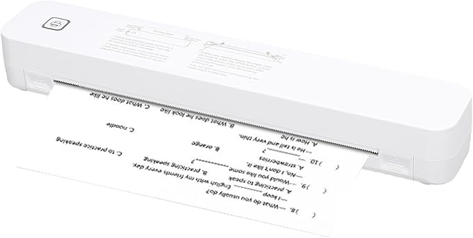 Portable Thermal Printer Wireless Inkless High Resolution 203dpi Compact Printer for Home Office Travel ABS 30.5 x 5.5 x 4.04cm