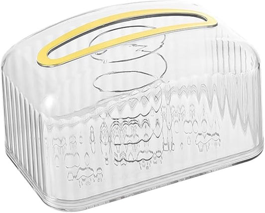 Stylish Tissue Box Spring Tissue Box and High-end Tissue Box Rectangular Tissue Holder for Vanity Bathroom Kitchen Office Room Home Decor Modern Tissue Box (Color : Amber) (White)