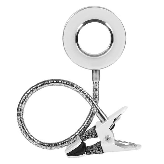 Pinkiou Clip on Lamp Desk Lamp with Clamp for Night Reading Nail Art Makeup Salon LED USB Book Light Clip Clamp Lamp 360°Flexible Gooseneck Bed Lamp 3 Color Models