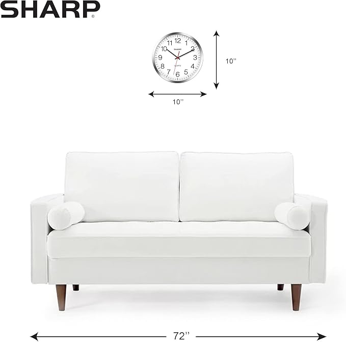 Sharp Wall Clock – Silver/Chrome, Silent Non Ticking 10 Inch Quality Quartz Battery Operated Round Easy to Read Home/Kitchen/Office/Classroom/School Clocks, Sweep Movement