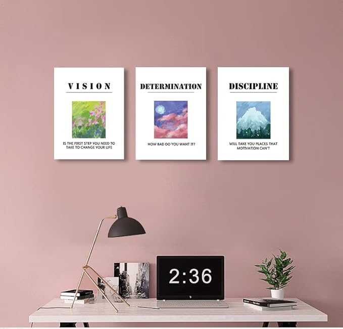 Landscape Canvas Wall Art，Motivational Wall Art Decoration Painting .Suitable forGym, Library, Office, Living Room and Home Deco,Tabletop/Hanging(29x38cm) Framed 3