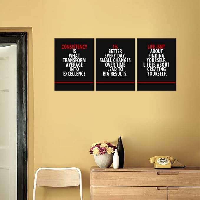WYJZDZQ8 Inspirational 3 Pieces Poster Motivational Wall Art Canvas Prints Artwork for Office Living Room Modern Home Decor Painting Pictures Stretched and Framed Ready to Hang [36''Wx 16''H]