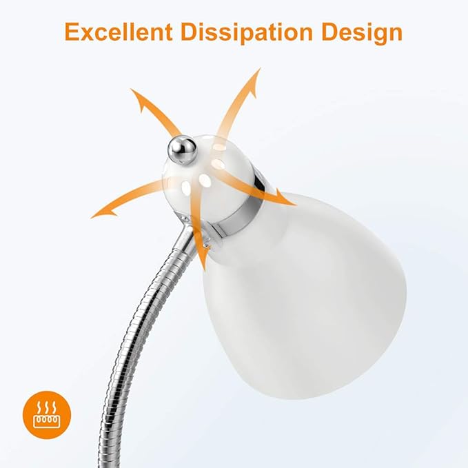 LEPOWER Floor Lamp, Metal Standing Lamp with Adjustable Gooseneck, Heavy Metal Base, Reading Pole Lamp for Office, White Floor Lamps for Bedroom, Living Room