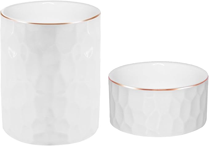 Aesthetic Desk Accessories Set of 2 For Your Office Desk Decor - Sturdy Concrete Desktop Accessories For Women or Men Enhance Any Office Decor - Set incl. Ceramic Pen Holder and Paper Clip Holder