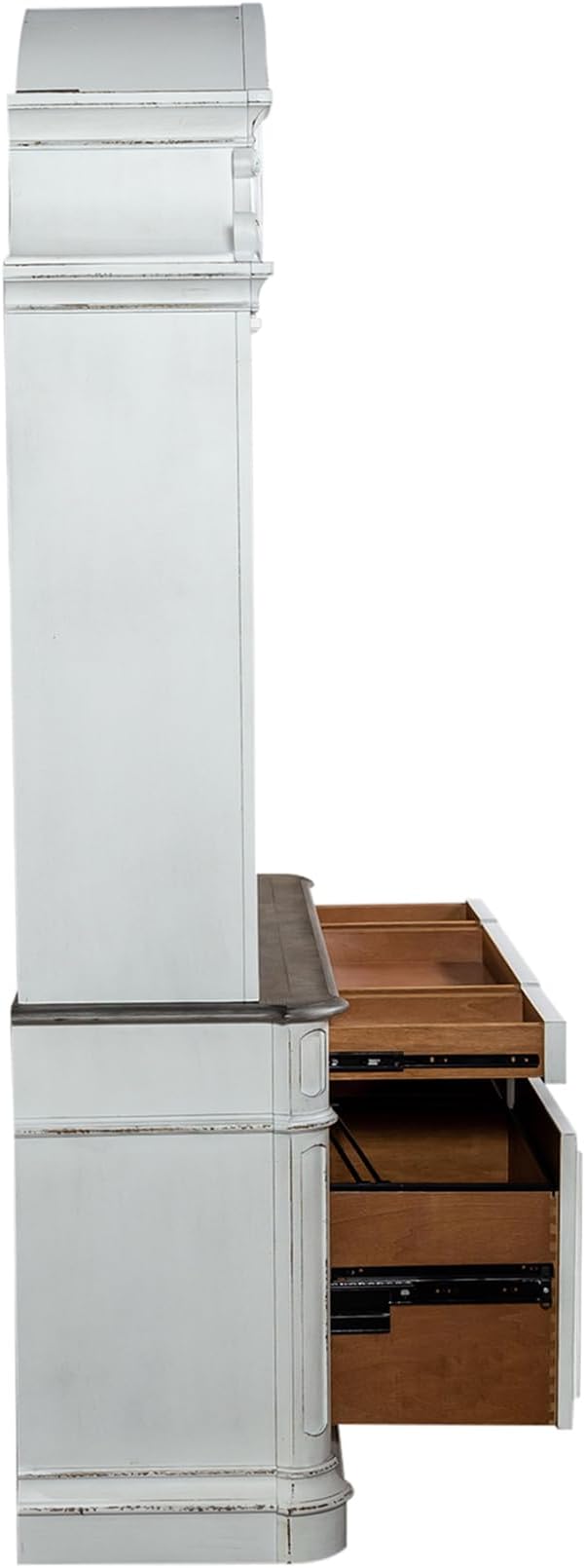 Liberty Furniture Magnolia Manor Filing Credenza & Hutch for Home Office - Antique White & Weathered Bark