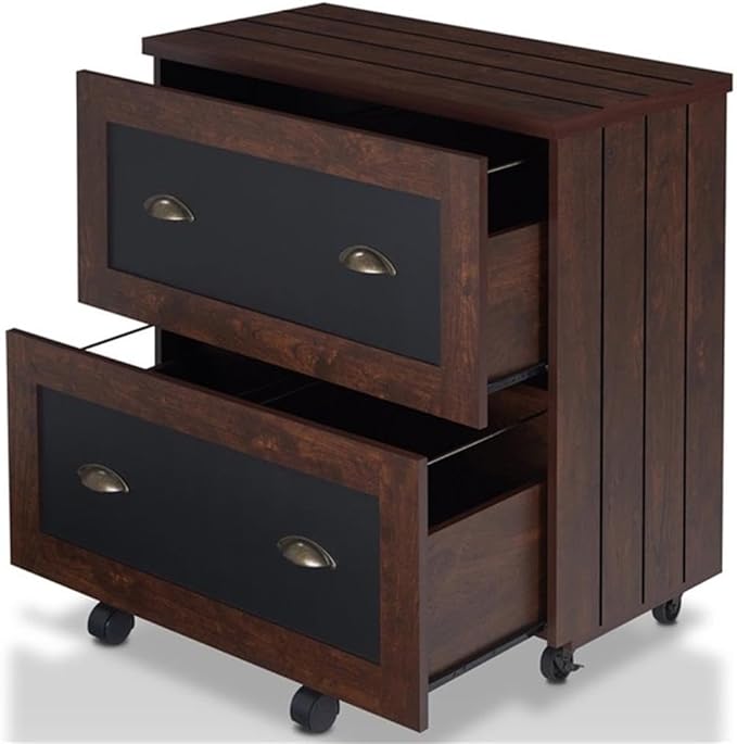 Furniture of America Waterford Wood 2-Drawer File Cabinet in Vintage Walnut