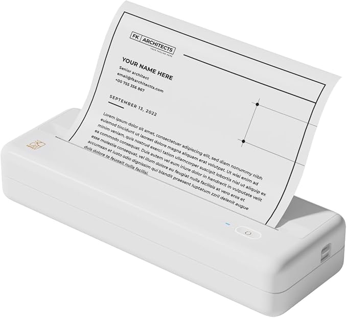 HPRT Wireless Portable Printer - Bluetooth Thermal Printer for Travel, Mobile Office, School, Home Compatible with iOS Android (Renewed) (White)