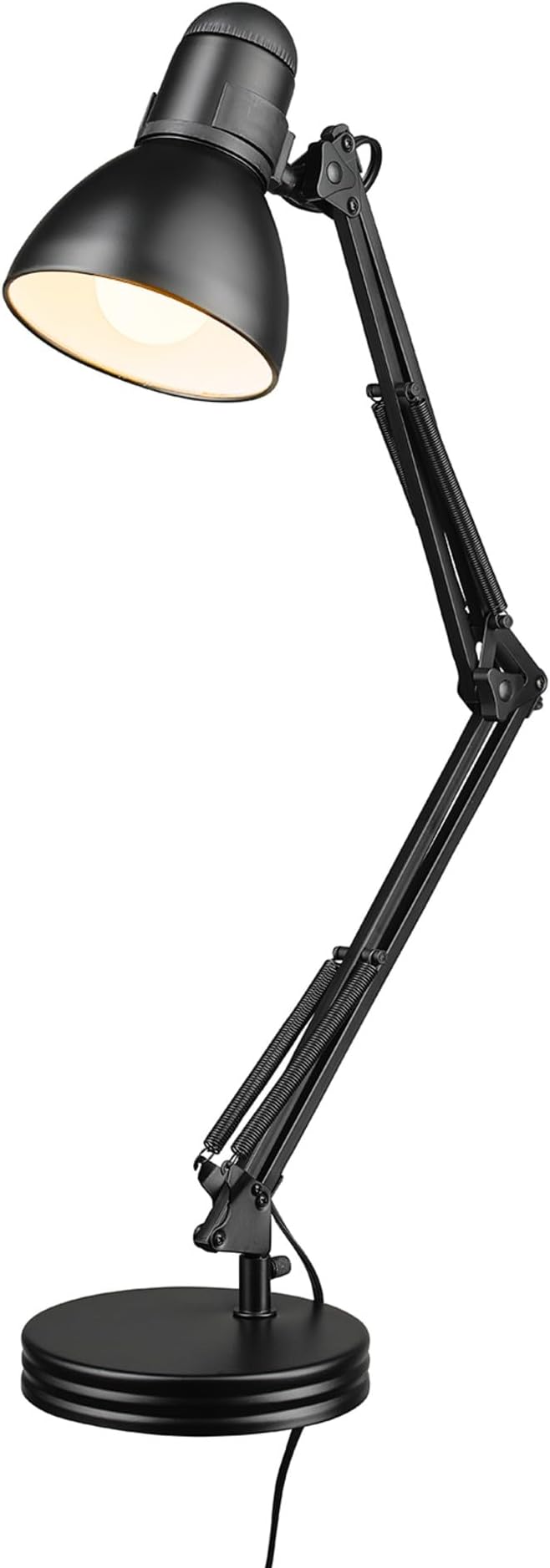 Globe Electric 5698601 28" Heavy Base Top Moving Spring Balanced Swing Arm Desk Lamp, Black, On/Off Rotary Switch on Shade, Office Decor, Reading Light, Home Essentials, Room Lighting