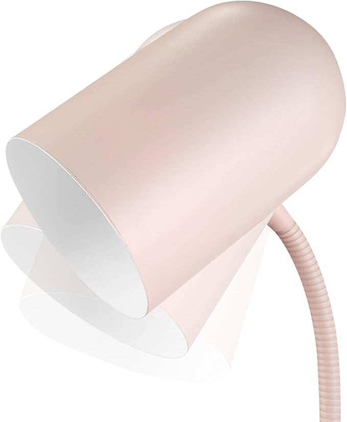 Globe Electric 52303 Carter 15" Clip-Arm Desk Lamp, Matte Pink, Adjustable Gooseneck Arm, in-Line On Off Switch