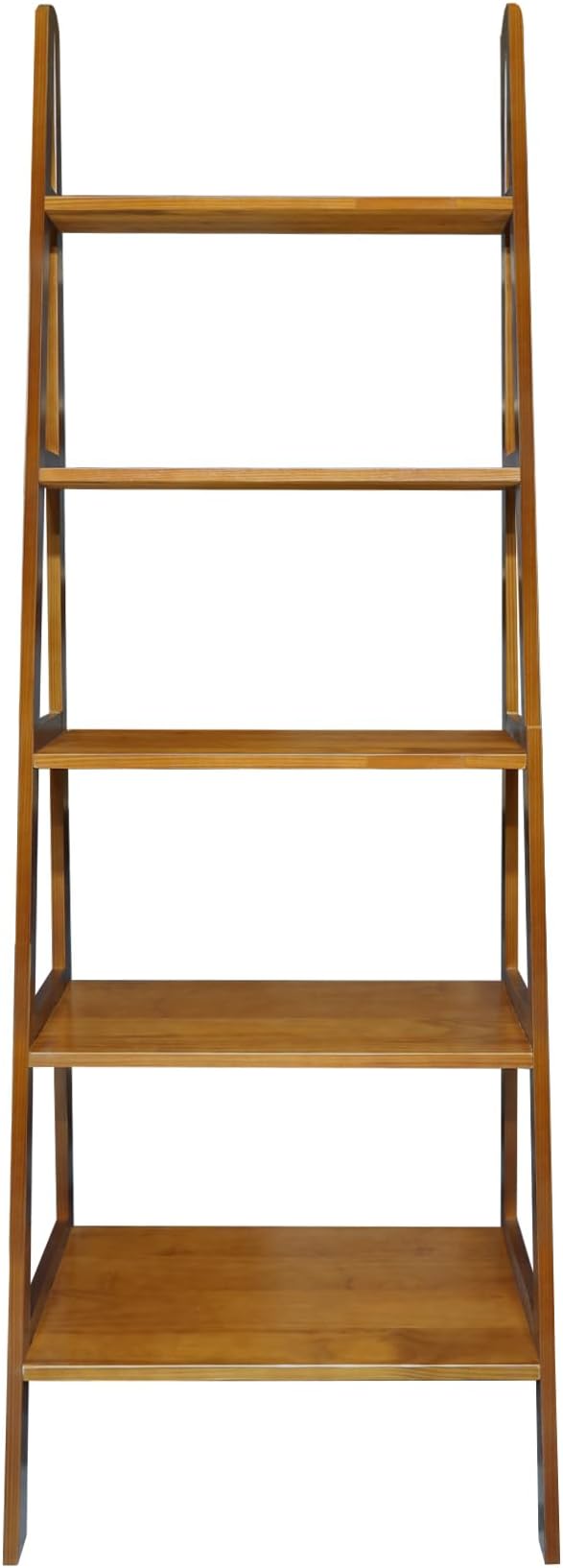 Casual Home 100% Solid Wood 5-Shelf Ladder Bookcase, Standard, 72" H, Chestnut
