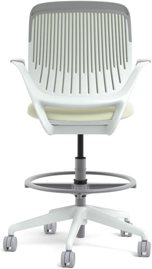 Steelcase White Base with Hard Floor Casters Cobi Stool, Coconut