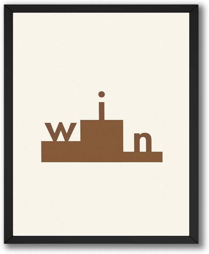ALPINE INK CO. Win Typography Canvas Poster - Minimal Word Balance Artwork - Modern Neutral Graphic Style - Office Home Office Workspace Decor - 24x32 Unframed Canvas Print