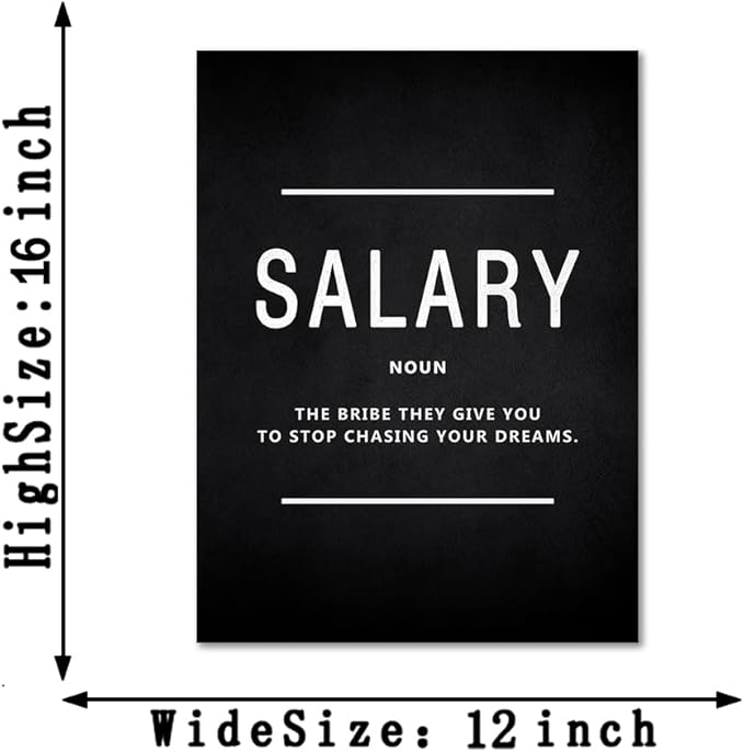 Motivational Canvas Wall Art - Inspirational Leadership & Salary Quotes, Framed Office Decor for Bosses and Entrepreneurs, Ready to Hang (12x16 Inches)