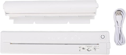 Portable Printer, Inkless Wireless Thermal Printer with Bracket Multi Format Support Bluetooth Printers 2 to 8.5inch Width Thermal Paper for Home Office (White)