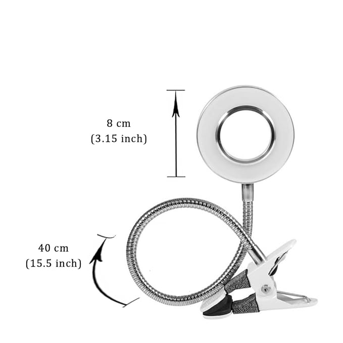 Pinkiou Clip on Lamp Desk Lamp with Clamp for Night Reading Nail Art Makeup Salon LED USB Book Light Clip Clamp Lamp 360°Flexible Gooseneck Bed Lamp 3 Color Models