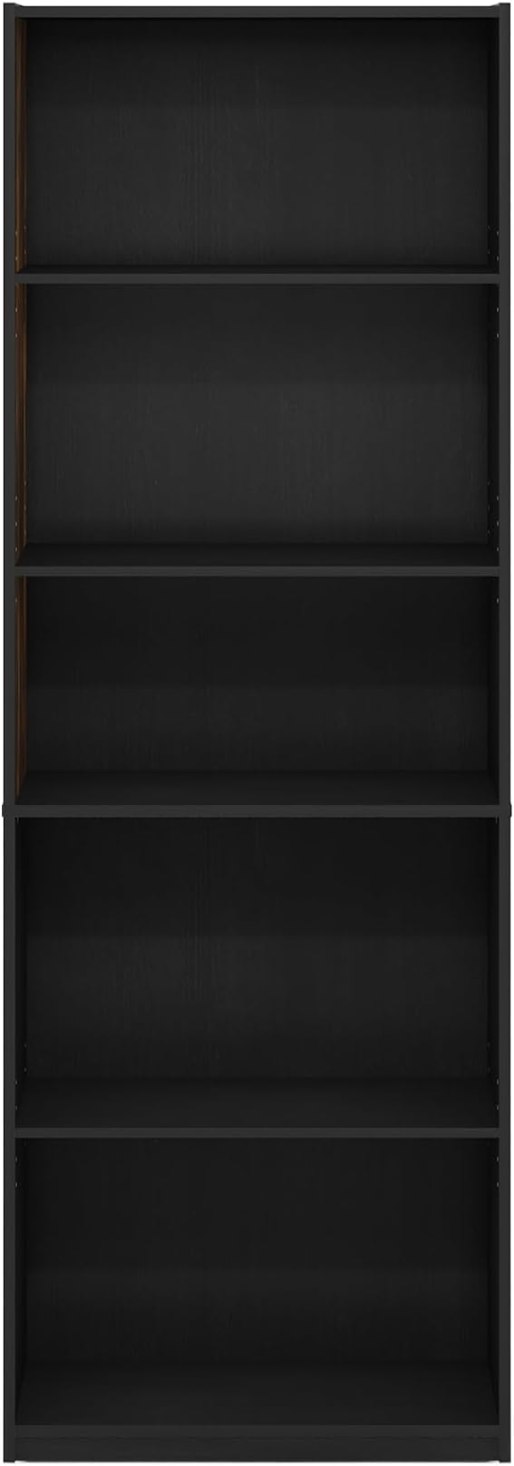 Furinno GEHRY Book Shelf, 5-Tier Bookshelf with Open Shelf, Standing Bookcase with Adjustable Shelves, 11.6 x 24.8 x 71.4, for Living Room, Bedroom, Home Office, Blackwood
