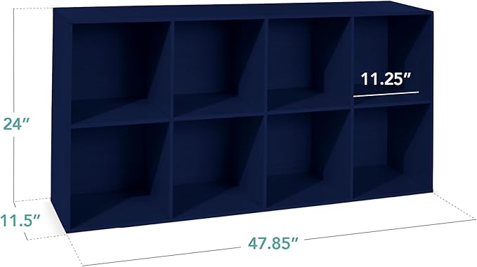 Best Choice Products Kids Bookcase 8-Cube Storage Organizer, 11in Shelf Opening, Bookshelf, Toy Storage, Customizable w/ 3 Removable Back Panels - Navy