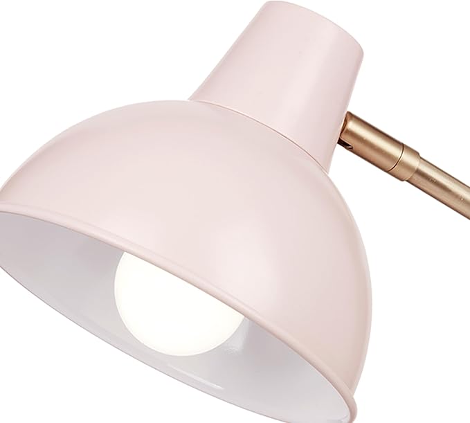 Globe Electric 67339 16 Inch Pink Desk Lamp with Gold Arm, in-Line On/Off Switch, Reading Light, Ideal for Bedroom, Dorm and Office