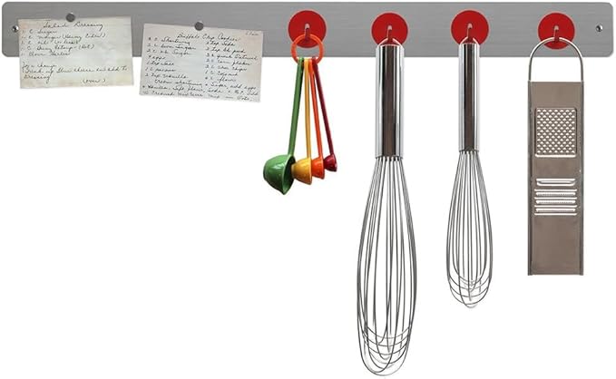 Three by Three Seattle Large Magnetic Strip Bulletin Board (3-Pack) – 28″ × 2.5″ Metal Magnetic Display Board with 12 Neodymium Magnets Each (Stainless)
